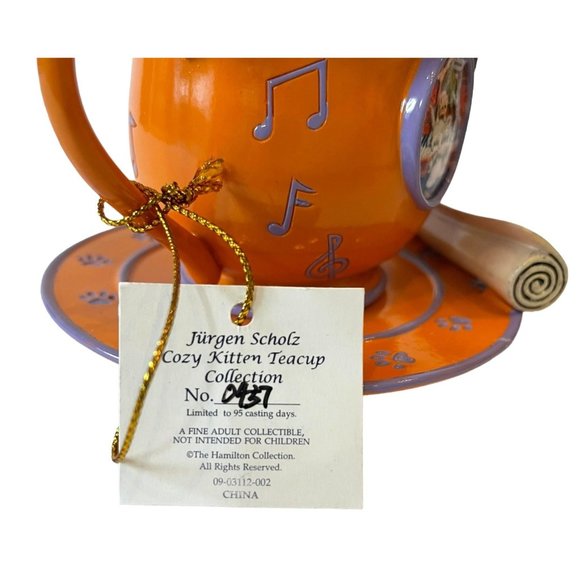 2 Jürgen Scholz Cozy Kitten Teacups Making Music & Frisky Business Cat Figurines - Picture 9 of 14